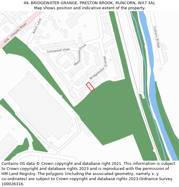 49, BRIDGEWATER GRANGE, PRESTON BROOK, RUNCORN, WA7 3AL: Location map and indicative extent of plot
