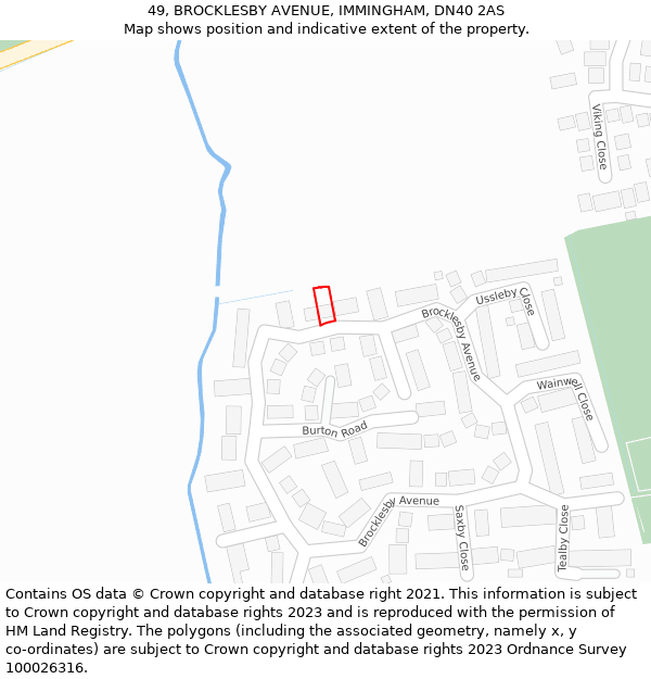49, BROCKLESBY AVENUE, IMMINGHAM, DN40 2AS: Location map and indicative extent of plot