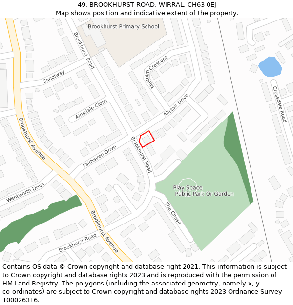 49, BROOKHURST ROAD, WIRRAL, CH63 0EJ: Location map and indicative extent of plot