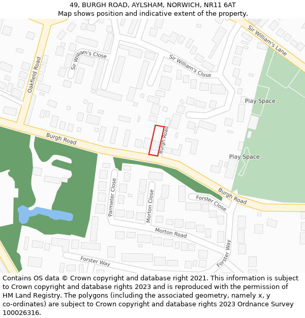 49, BURGH ROAD, AYLSHAM, NORWICH, NR11 6AT: Location map and indicative extent of plot