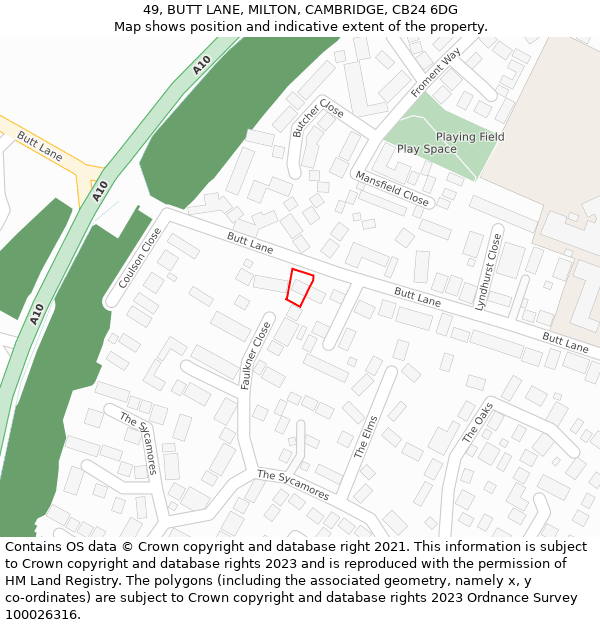 49, BUTT LANE, MILTON, CAMBRIDGE, CB24 6DG: Location map and indicative extent of plot