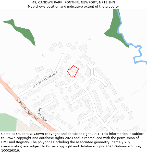 49, CANDWR PARK, PONTHIR, NEWPORT, NP18 1HN: Location map and indicative extent of plot