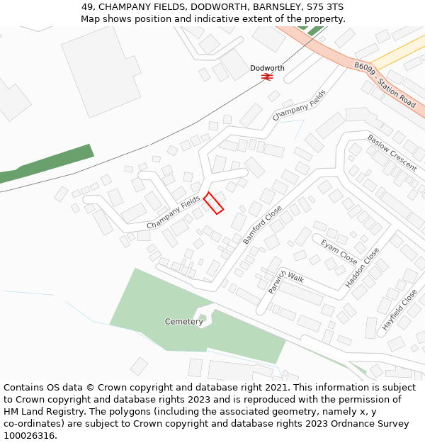 49, CHAMPANY FIELDS, DODWORTH, BARNSLEY, S75 3TS: Location map and indicative extent of plot