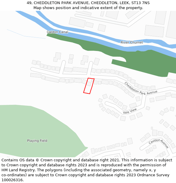 49, CHEDDLETON PARK AVENUE, CHEDDLETON, LEEK, ST13 7NS: Location map and indicative extent of plot