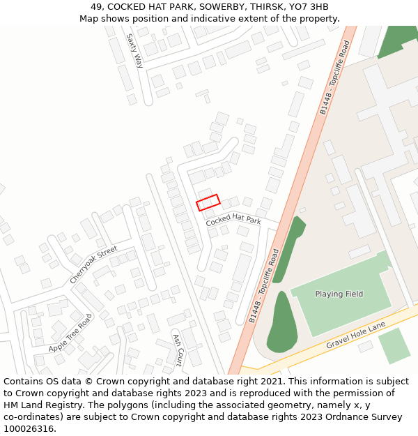 49, COCKED HAT PARK, SOWERBY, THIRSK, YO7 3HB: Location map and indicative extent of plot