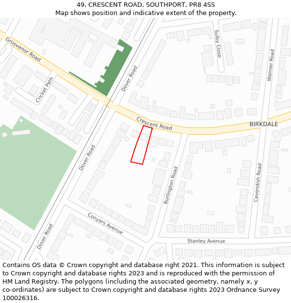 49, CRESCENT ROAD, SOUTHPORT, PR8 4SS: Location map and indicative extent of plot