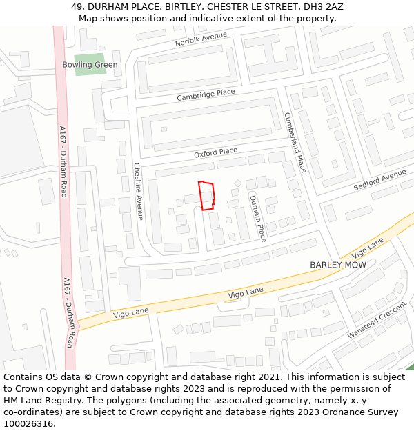 49, DURHAM PLACE, BIRTLEY, CHESTER LE STREET, DH3 2AZ: Location map and indicative extent of plot