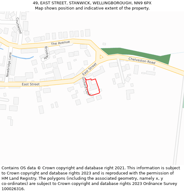 49, EAST STREET, STANWICK, WELLINGBOROUGH, NN9 6PX: Location map and indicative extent of plot