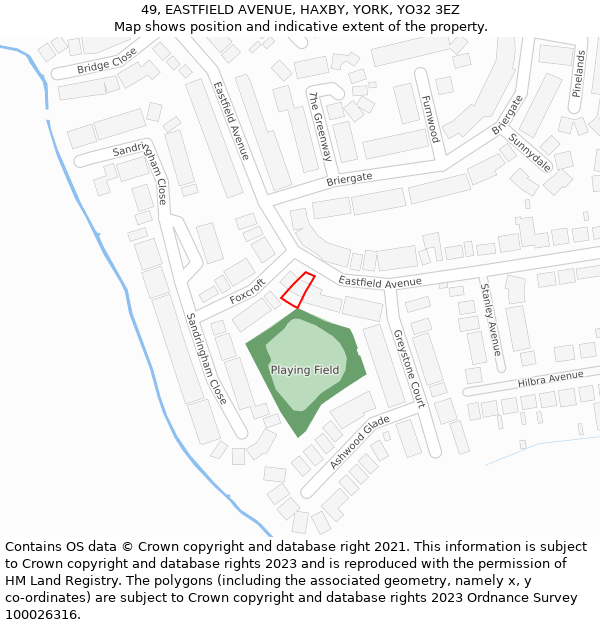 49, EASTFIELD AVENUE, HAXBY, YORK, YO32 3EZ: Location map and indicative extent of plot