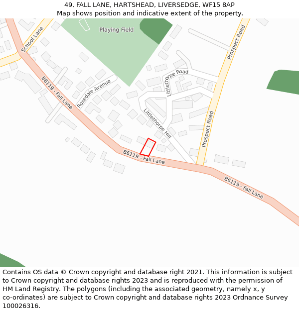 49, FALL LANE, HARTSHEAD, LIVERSEDGE, WF15 8AP: Location map and indicative extent of plot