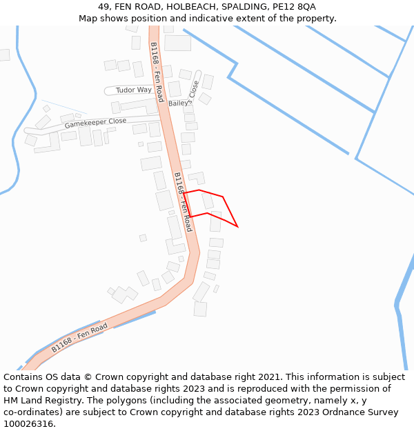 49, FEN ROAD, HOLBEACH, SPALDING, PE12 8QA: Location map and indicative extent of plot