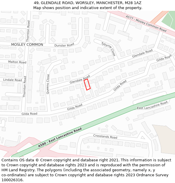 49, GLENDALE ROAD, WORSLEY, MANCHESTER, M28 1AZ: Location map and indicative extent of plot