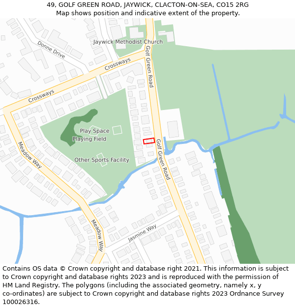 49, GOLF GREEN ROAD, JAYWICK, CLACTON-ON-SEA, CO15 2RG: Location map and indicative extent of plot