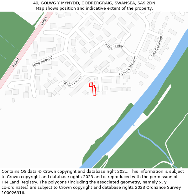 49, GOLWG Y MYNYDD, GODRERGRAIG, SWANSEA, SA9 2DN: Location map and indicative extent of plot