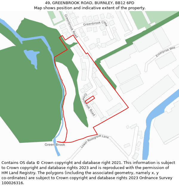 49, GREENBROOK ROAD, BURNLEY, BB12 6PD: Location map and indicative extent of plot