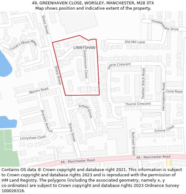 49, GREENHAVEN CLOSE, WORSLEY, MANCHESTER, M28 3TX: Location map and indicative extent of plot