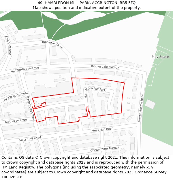49, HAMBLEDON MILL PARK, ACCRINGTON, BB5 5FQ: Location map and indicative extent of plot