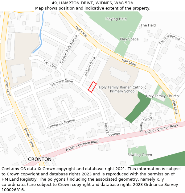 49, HAMPTON DRIVE, WIDNES, WA8 5DA: Location map and indicative extent of plot