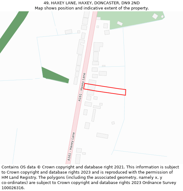 49, HAXEY LANE, HAXEY, DONCASTER, DN9 2ND: Location map and indicative extent of plot