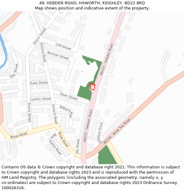 49, HEBDEN ROAD, HAWORTH, KEIGHLEY, BD22 8RQ: Location map and indicative extent of plot