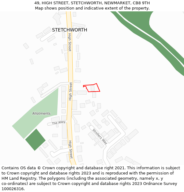 49, HIGH STREET, STETCHWORTH, NEWMARKET, CB8 9TH: Location map and indicative extent of plot