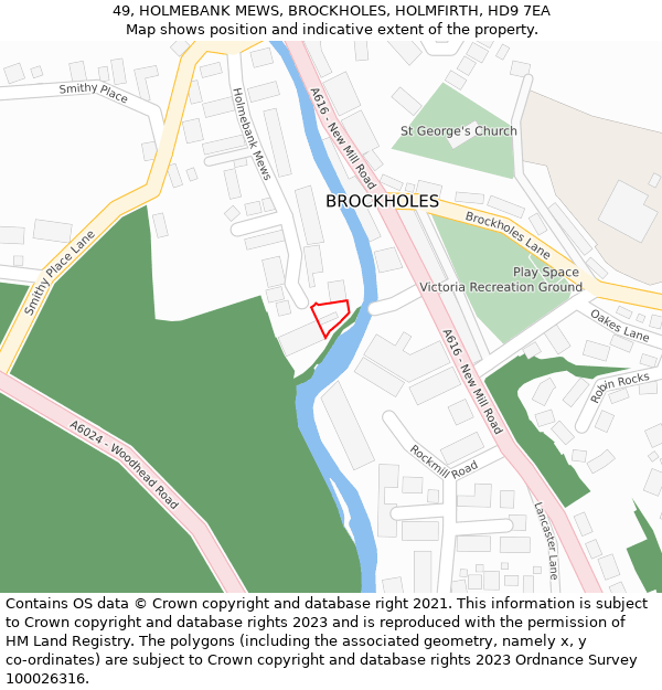 49, HOLMEBANK MEWS, BROCKHOLES, HOLMFIRTH, HD9 7EA: Location map and indicative extent of plot