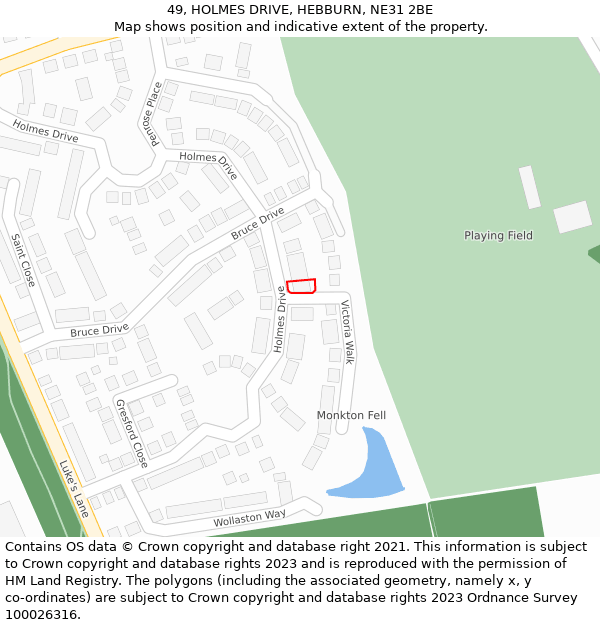 49, HOLMES DRIVE, HEBBURN, NE31 2BE: Location map and indicative extent of plot