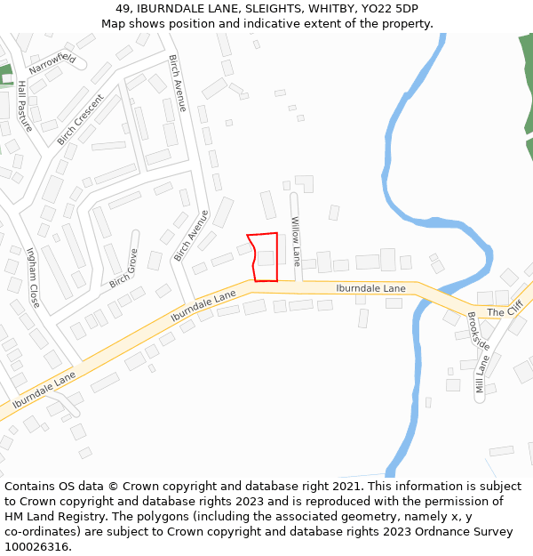 49, IBURNDALE LANE, SLEIGHTS, WHITBY, YO22 5DP: Location map and indicative extent of plot