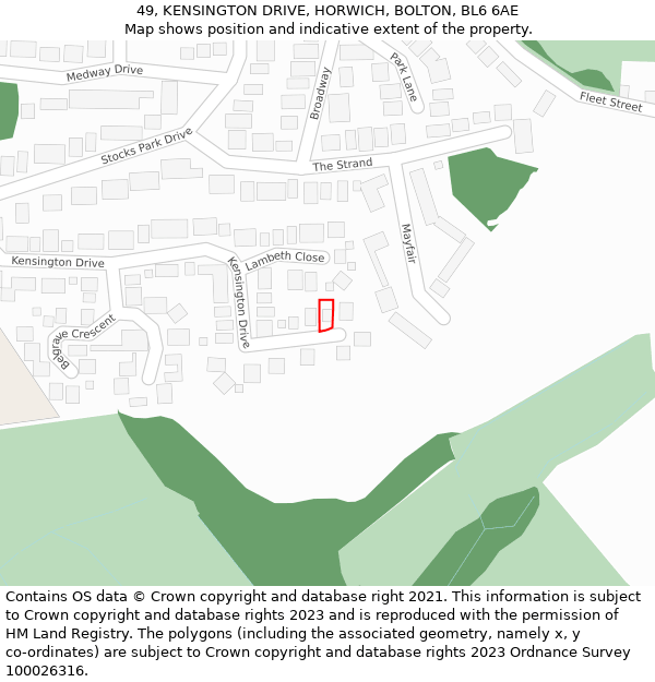 49, KENSINGTON DRIVE, HORWICH, BOLTON, BL6 6AE: Location map and indicative extent of plot