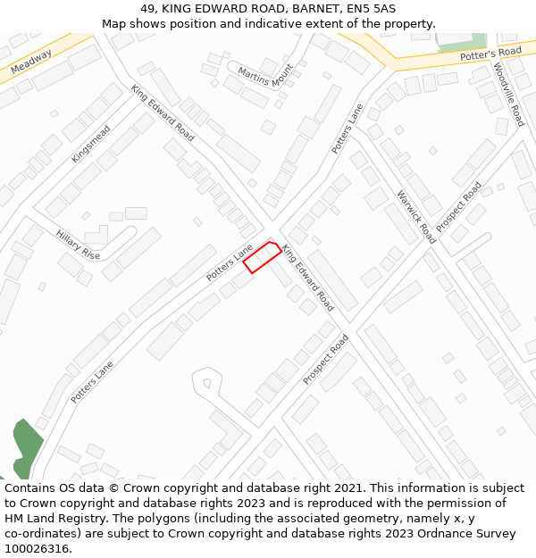 49, KING EDWARD ROAD, BARNET, EN5 5AS: Location map and indicative extent of plot
