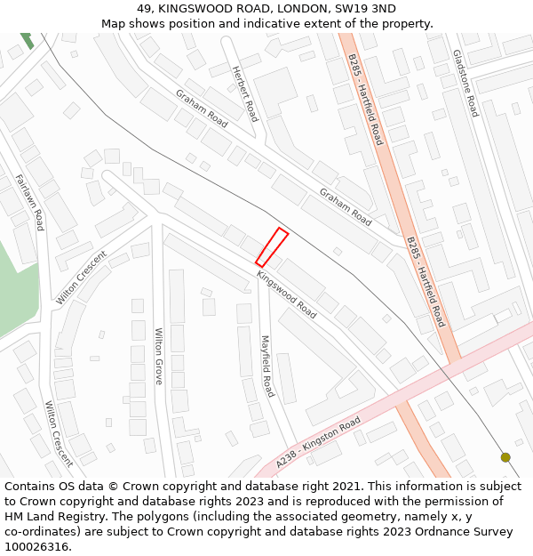 49, KINGSWOOD ROAD, LONDON, SW19 3ND: Location map and indicative extent of plot