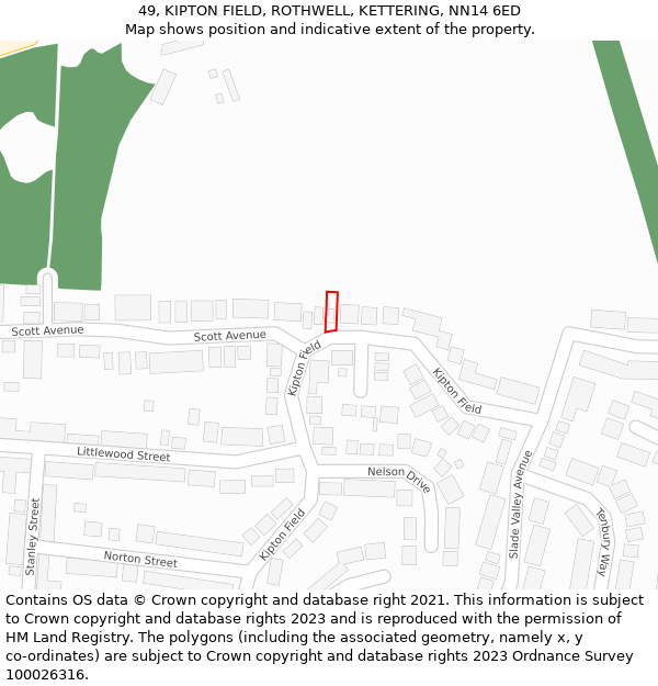 49, KIPTON FIELD, ROTHWELL, KETTERING, NN14 6ED: Location map and indicative extent of plot