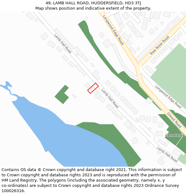 49, LAMB HALL ROAD, HUDDERSFIELD, HD3 3TJ: Location map and indicative extent of plot