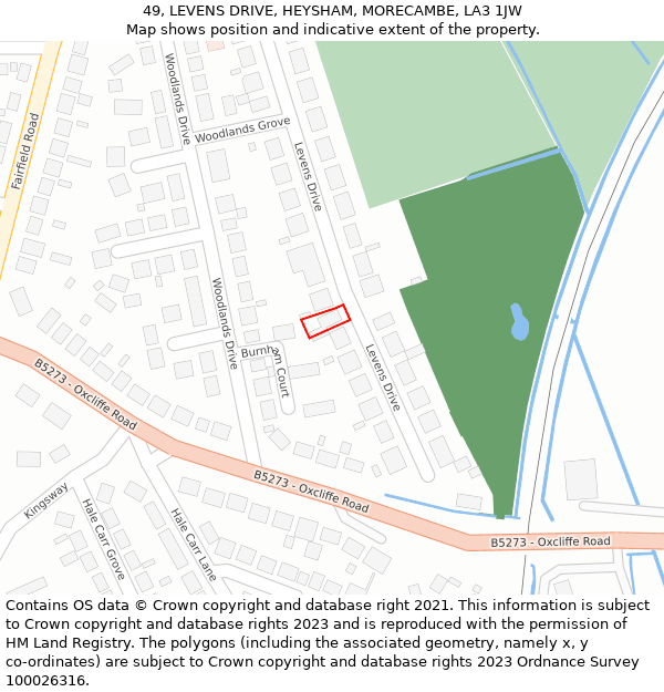 49, LEVENS DRIVE, HEYSHAM, MORECAMBE, LA3 1JW: Location map and indicative extent of plot