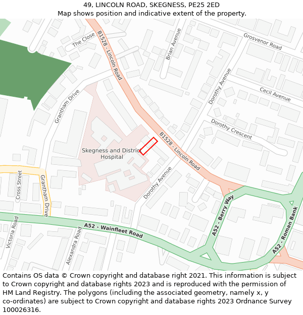 49, LINCOLN ROAD, SKEGNESS, PE25 2ED: Location map and indicative extent of plot