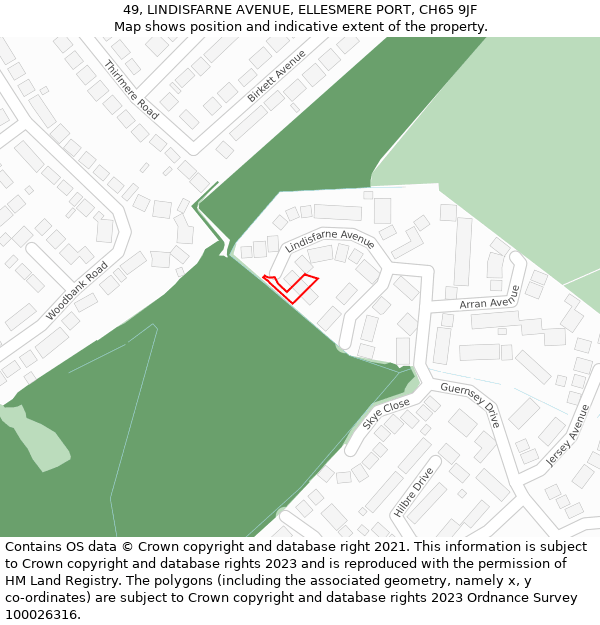 49, LINDISFARNE AVENUE, ELLESMERE PORT, CH65 9JF: Location map and indicative extent of plot