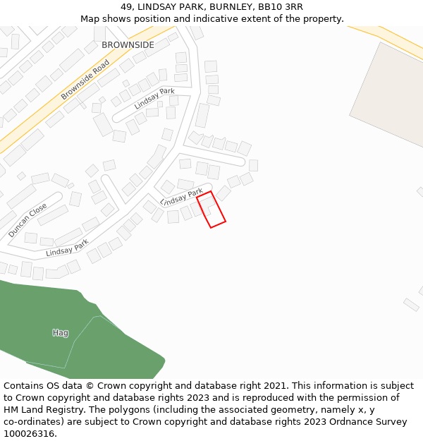 49, LINDSAY PARK, BURNLEY, BB10 3RR: Location map and indicative extent of plot