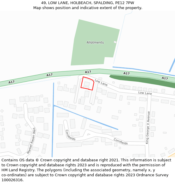 49, LOW LANE, HOLBEACH, SPALDING, PE12 7PW: Location map and indicative extent of plot