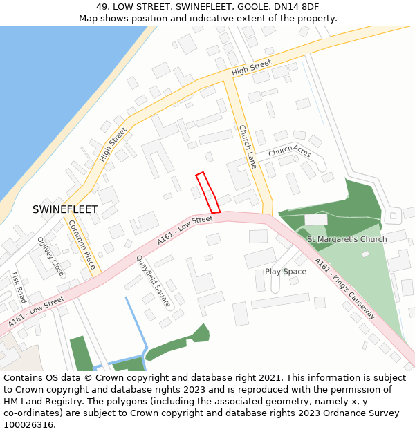 49, LOW STREET, SWINEFLEET, GOOLE, DN14 8DF: Location map and indicative extent of plot