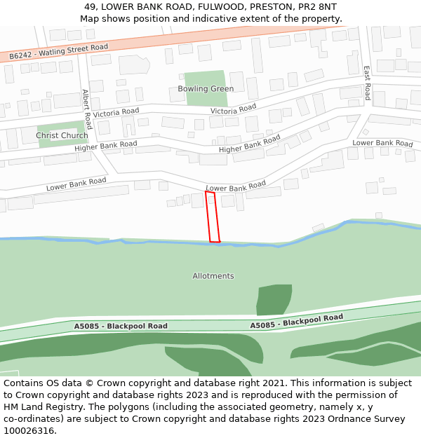 49, LOWER BANK ROAD, FULWOOD, PRESTON, PR2 8NT: Location map and indicative extent of plot