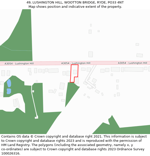 49, LUSHINGTON HILL, WOOTTON BRIDGE, RYDE, PO33 4NT: Location map and indicative extent of plot