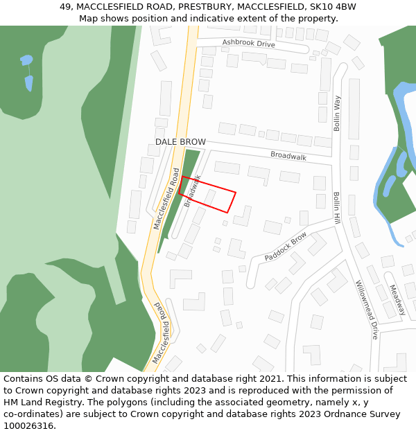 49, MACCLESFIELD ROAD, PRESTBURY, MACCLESFIELD, SK10 4BW: Location map and indicative extent of plot