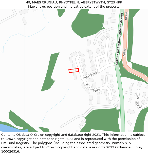 49, MAES CRUGIAU, RHYDYFELIN, ABERYSTWYTH, SY23 4PP: Location map and indicative extent of plot