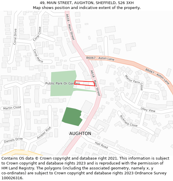 49, MAIN STREET, AUGHTON, SHEFFIELD, S26 3XH: Location map and indicative extent of plot
