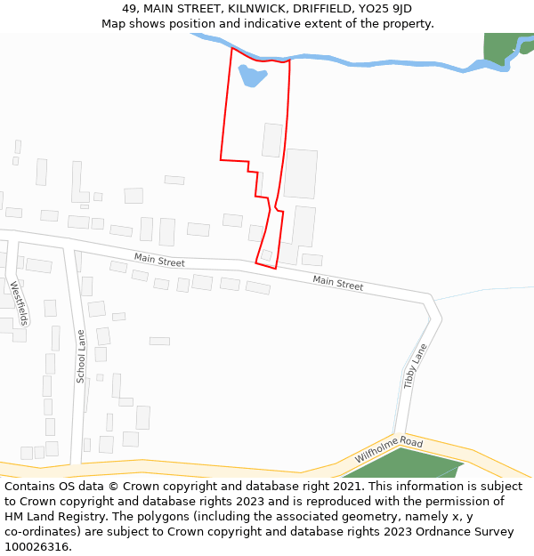 49, MAIN STREET, KILNWICK, DRIFFIELD, YO25 9JD: Location map and indicative extent of plot