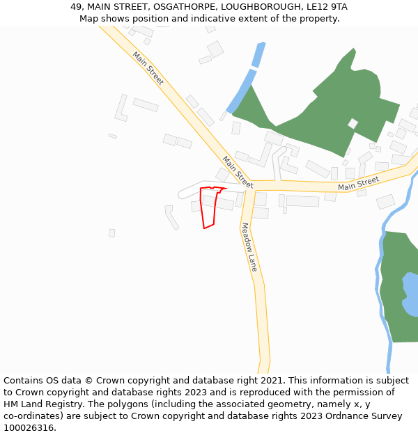 49, MAIN STREET, OSGATHORPE, LOUGHBOROUGH, LE12 9TA: Location map and indicative extent of plot