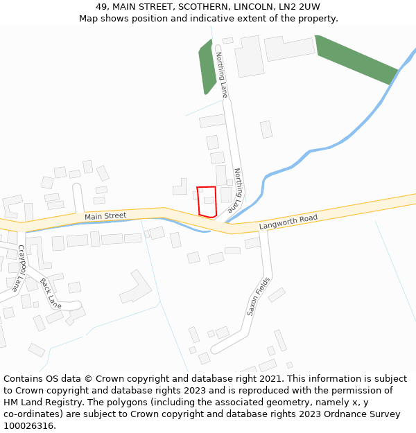 49, MAIN STREET, SCOTHERN, LINCOLN, LN2 2UW: Location map and indicative extent of plot