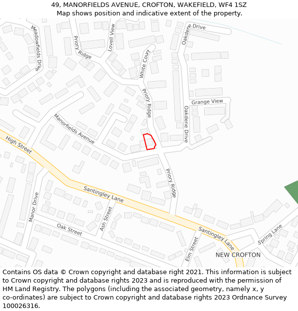 49, MANORFIELDS AVENUE, CROFTON, WAKEFIELD, WF4 1SZ: Location map and indicative extent of plot