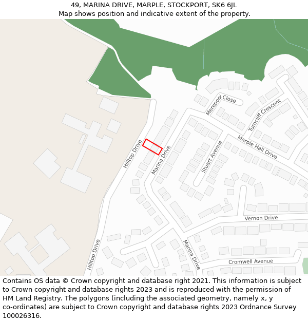 49, MARINA DRIVE, MARPLE, STOCKPORT, SK6 6JL: Location map and indicative extent of plot