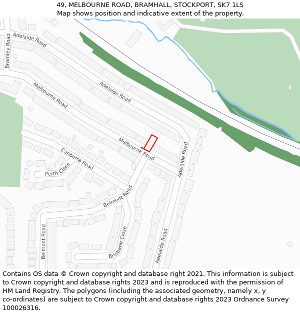 49, MELBOURNE ROAD, BRAMHALL, STOCKPORT, SK7 1LS: Location map and indicative extent of plot